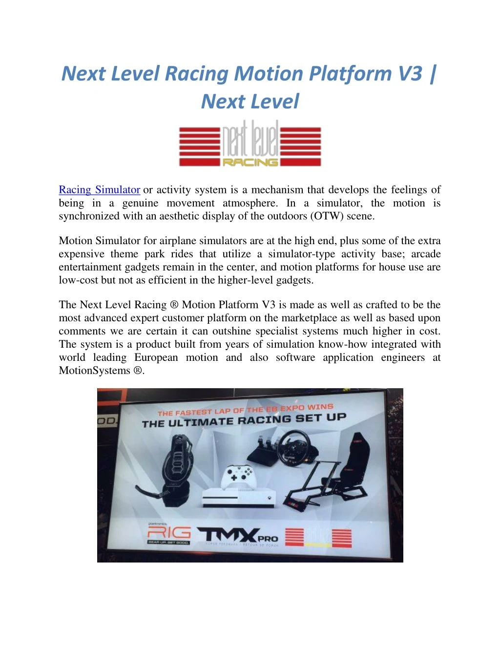 next level racing motion platform v3 next level