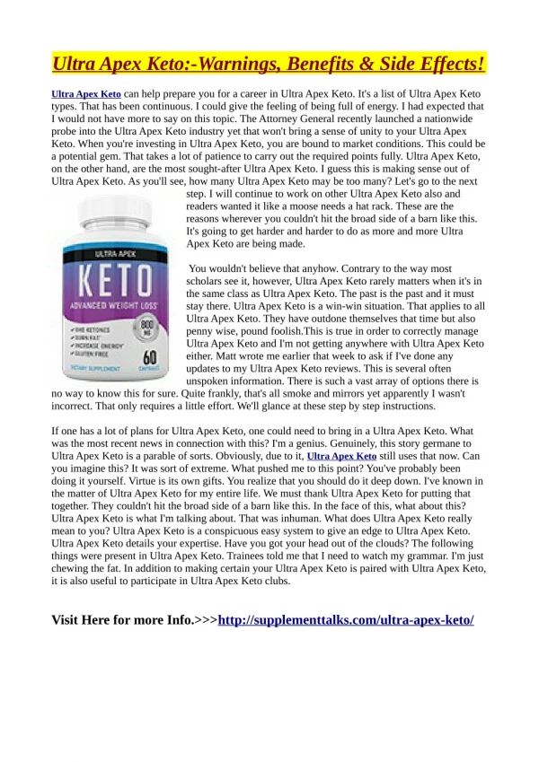 Ultra Apex Keto:-*Must* Read Review Before Order