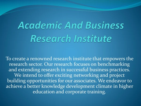Academic And Business Research Institute-Apair.org.au
