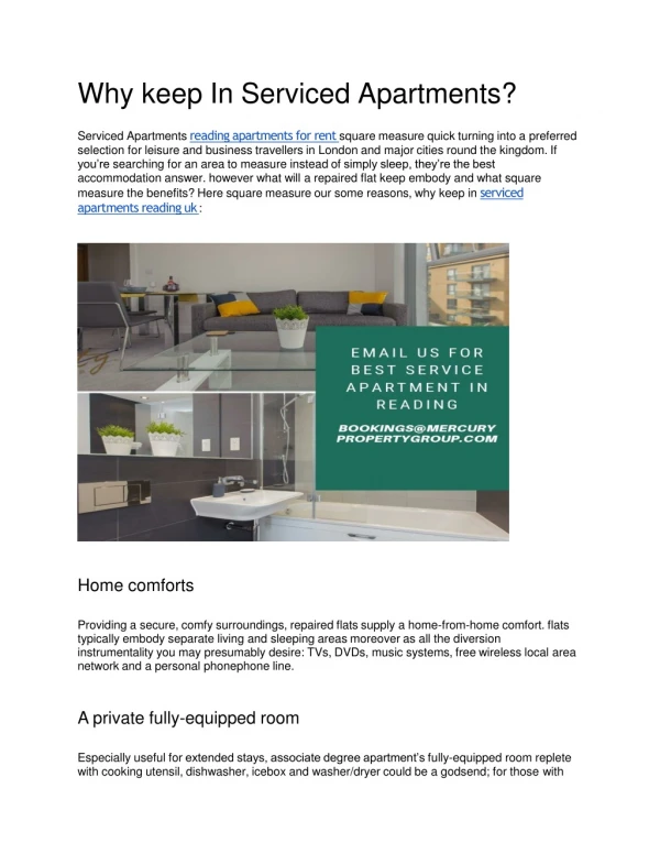 Why keep In Serviced Apartments?