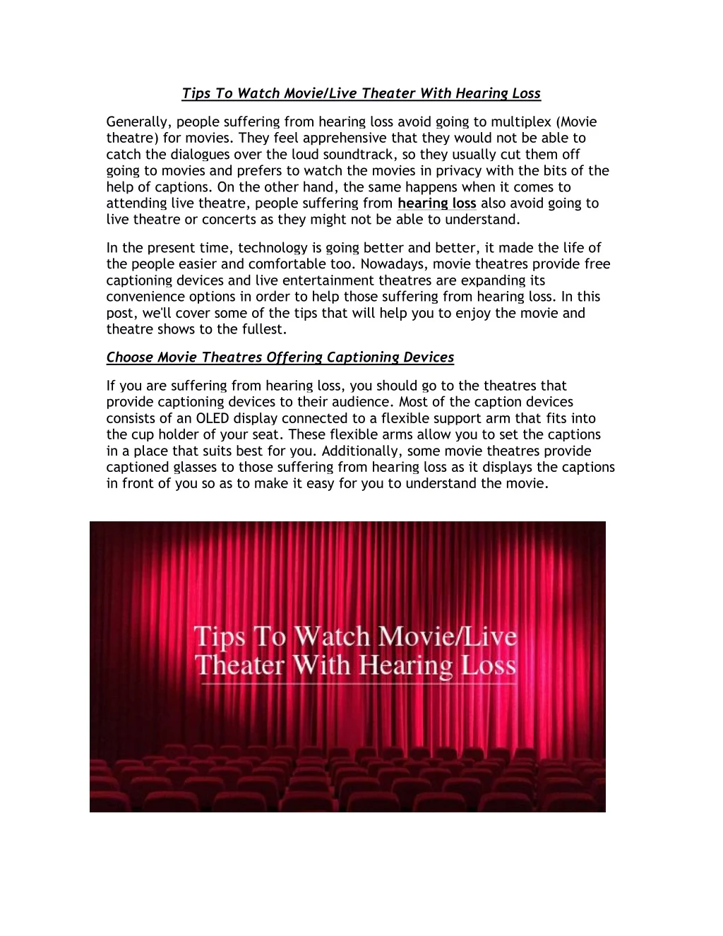 tips to watch movie live theater with hearing loss