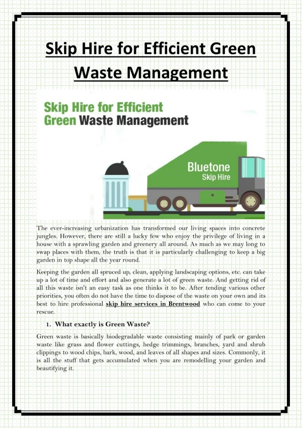 Skip Hire For Efficient Green Waste Management