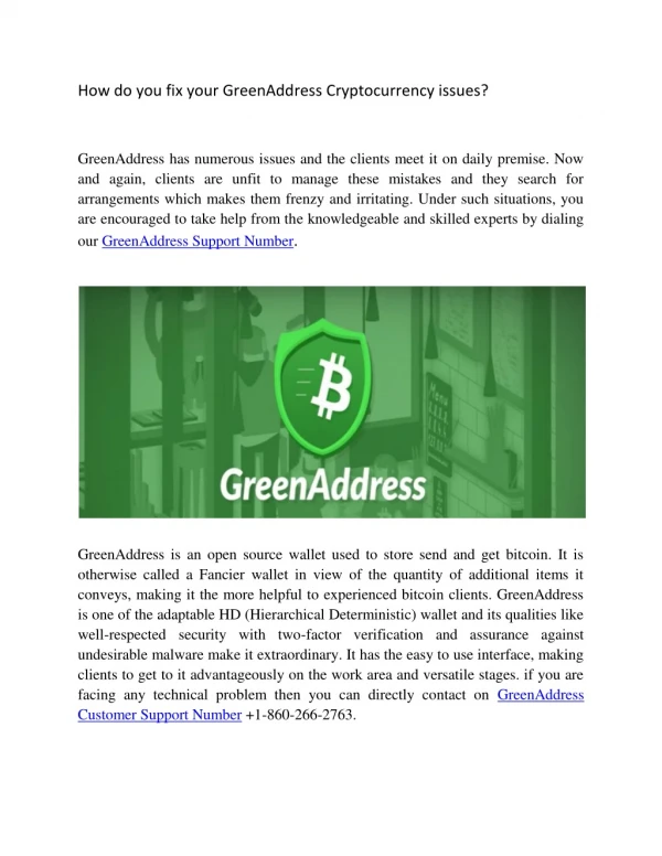 How do you fix your GreenAddress Cryptocurrency issues?