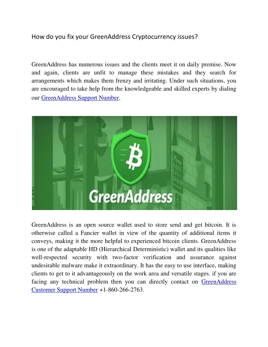 how do you fix your greenaddress cryptocurrency
