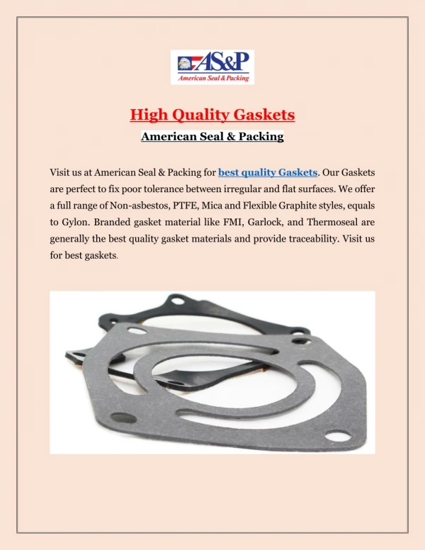 High Quality Gaskets with Aspseal