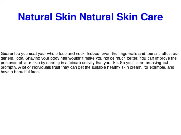 Natural Skin Natural Skin Care