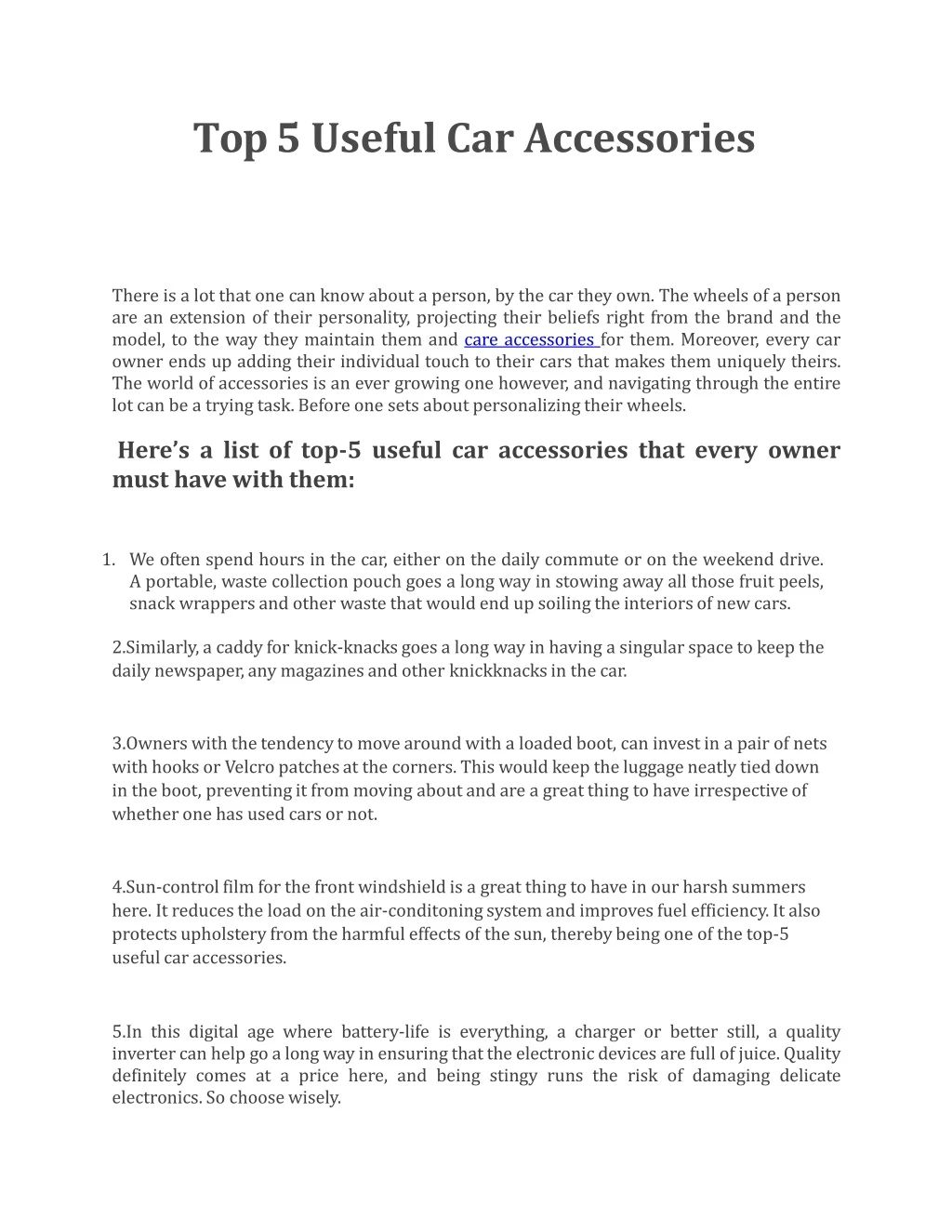 top 5 useful car accessories