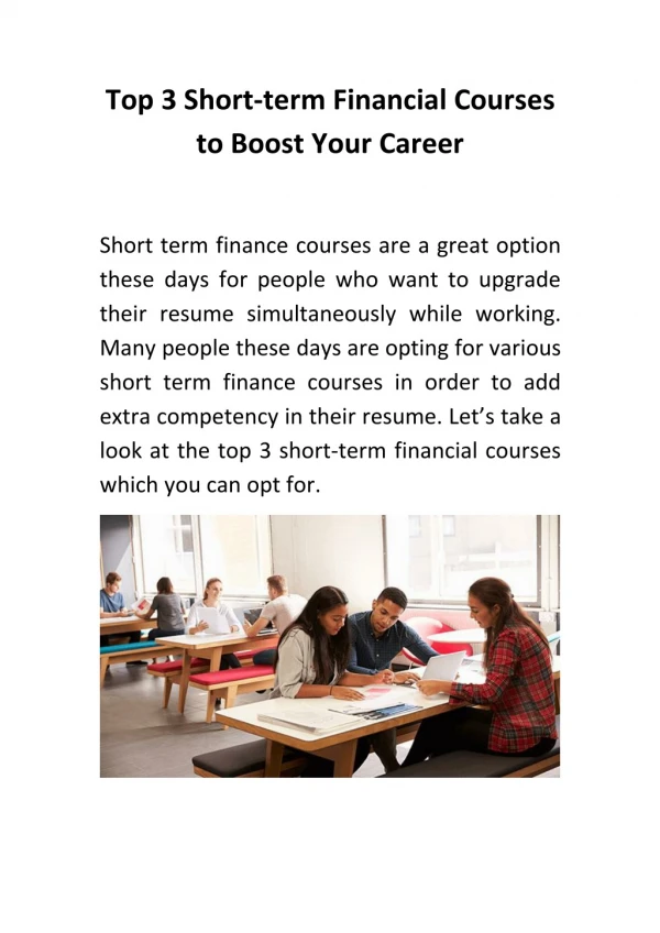 Top 3 Short-term Financial Courses to Boost Your Career