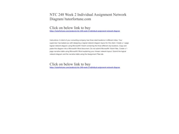 NTC 248 Week 2 Individual Assignment Network Diagram//tutorfortune.com