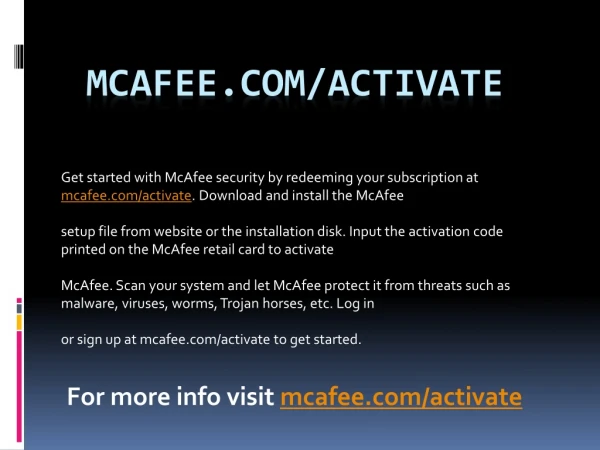 McAfee.com/Activate - Install & Activate Mcafee