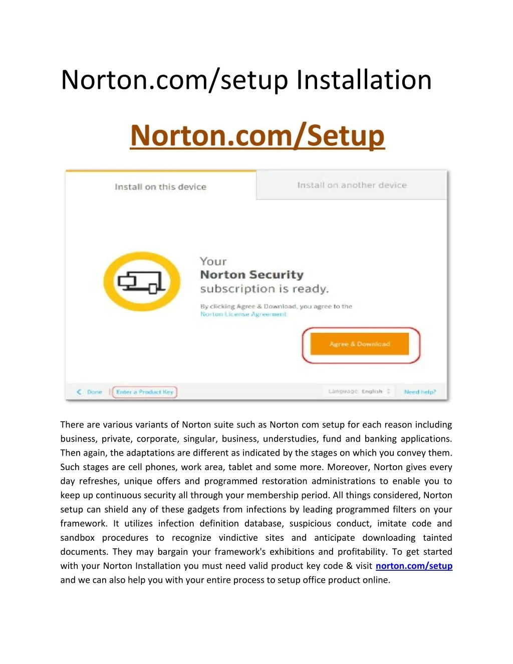 norton com setup installation
