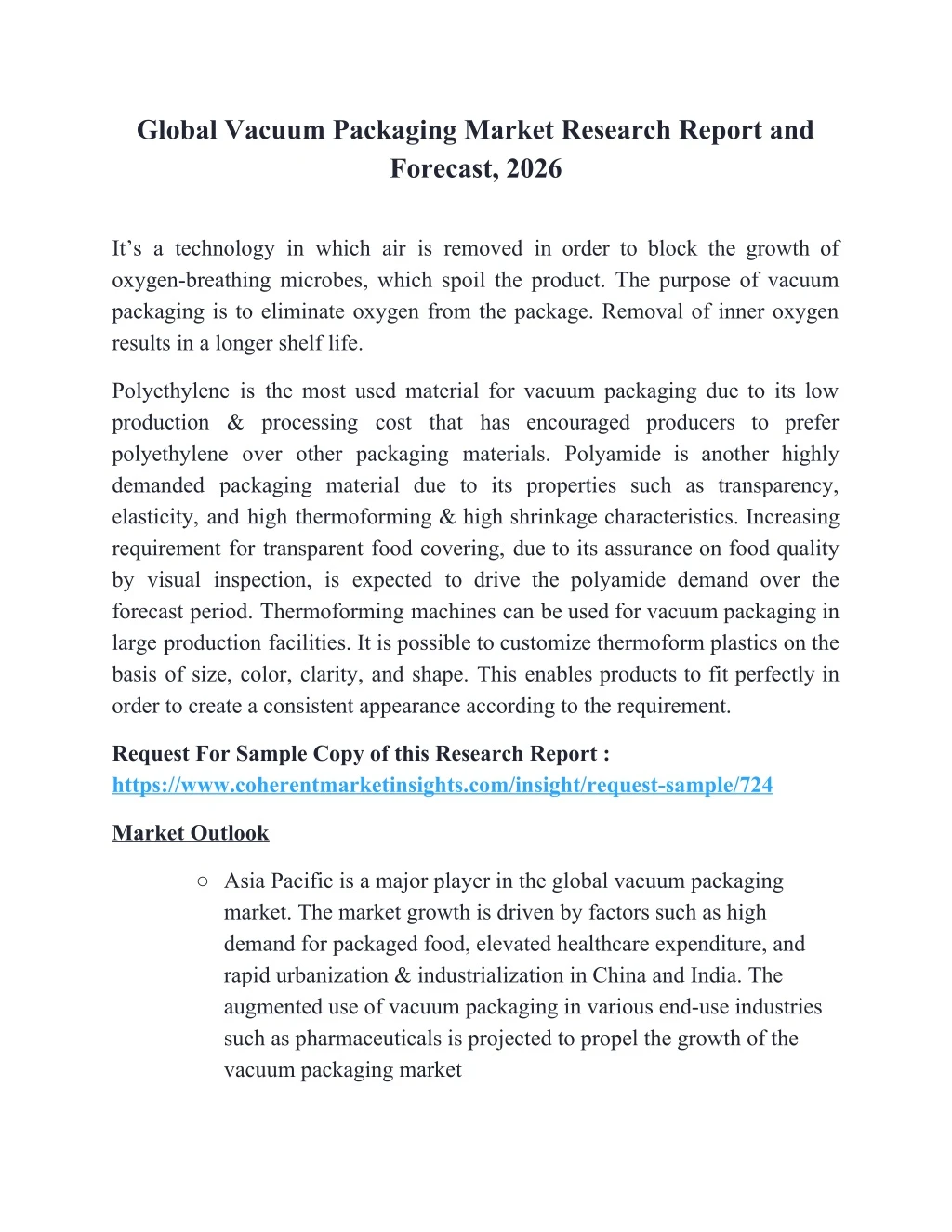 global vacuum packaging market research report
