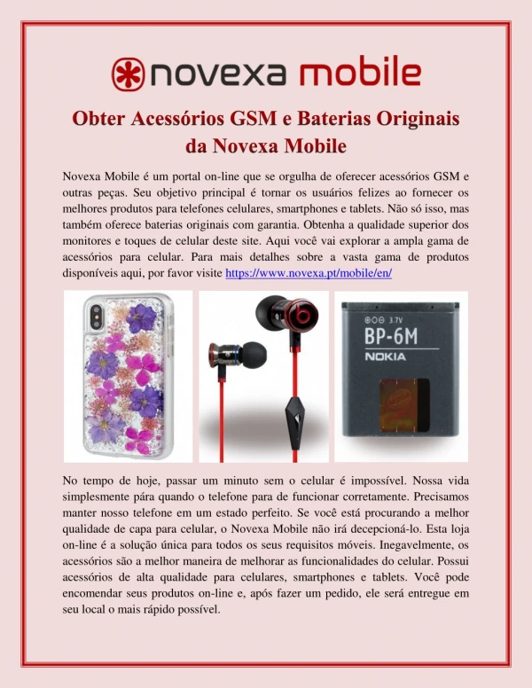 Obter Acessórios GSM e Baterias Originais da Novexa Mobile