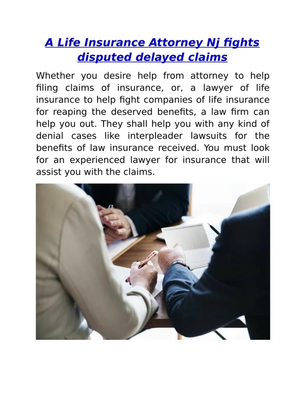 A Life Insurance Attorney Nj fights disputed delayed claims