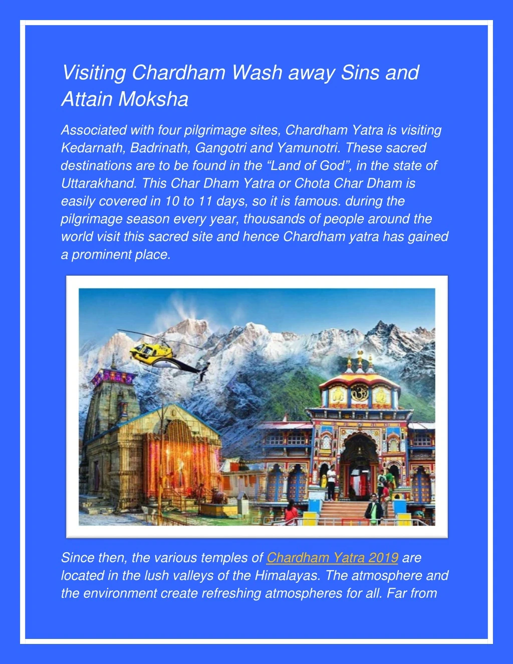 visiting chardham wash away sins and attain moksha