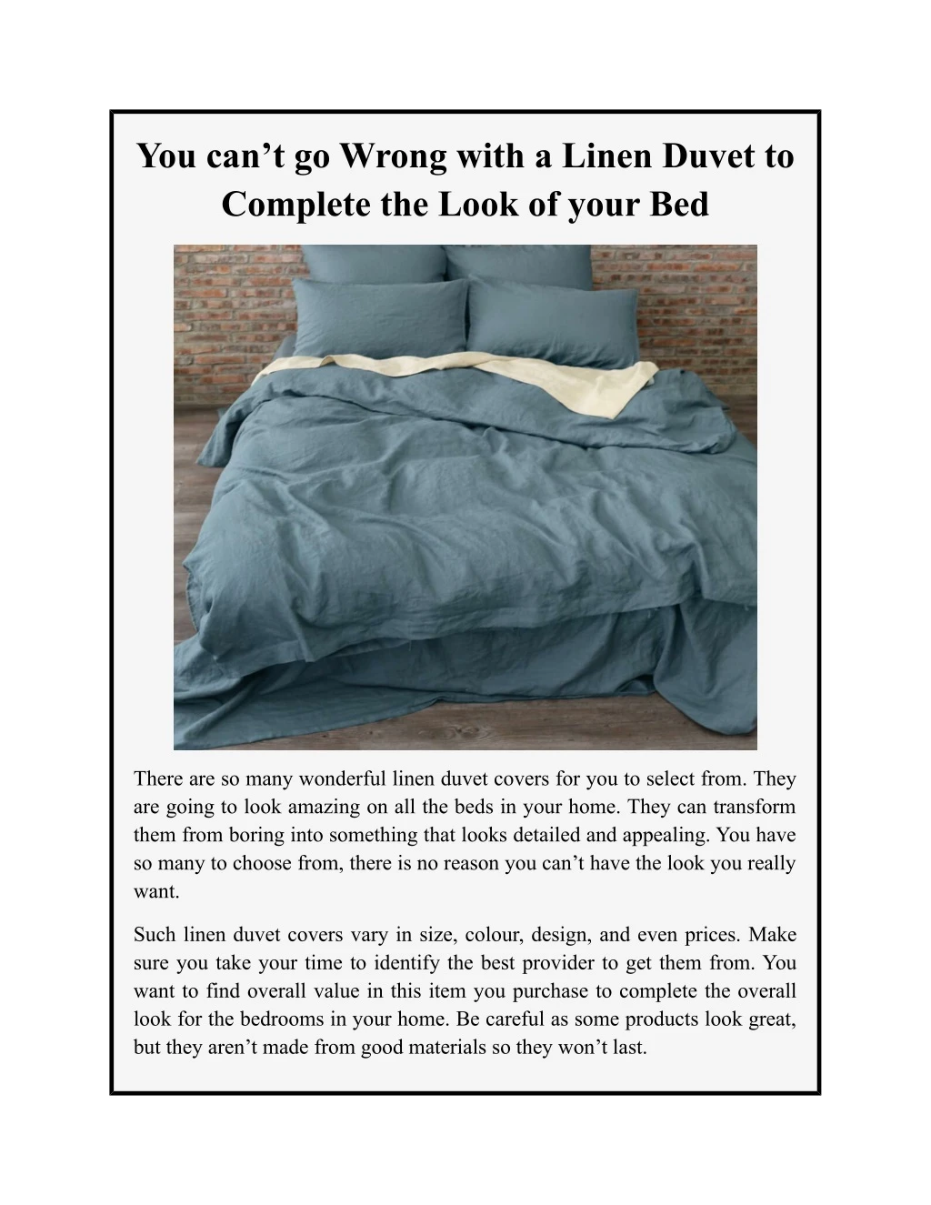 you can t go wrong with a linen duvet to complete