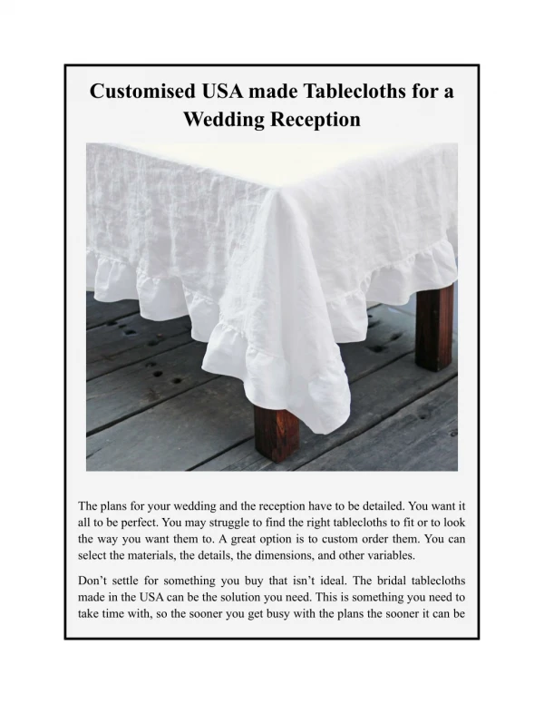 Customised USA made Tablecloths for a Wedding Reception