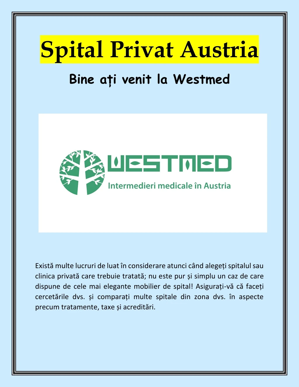 spital privat austria bine a i venit la westmed