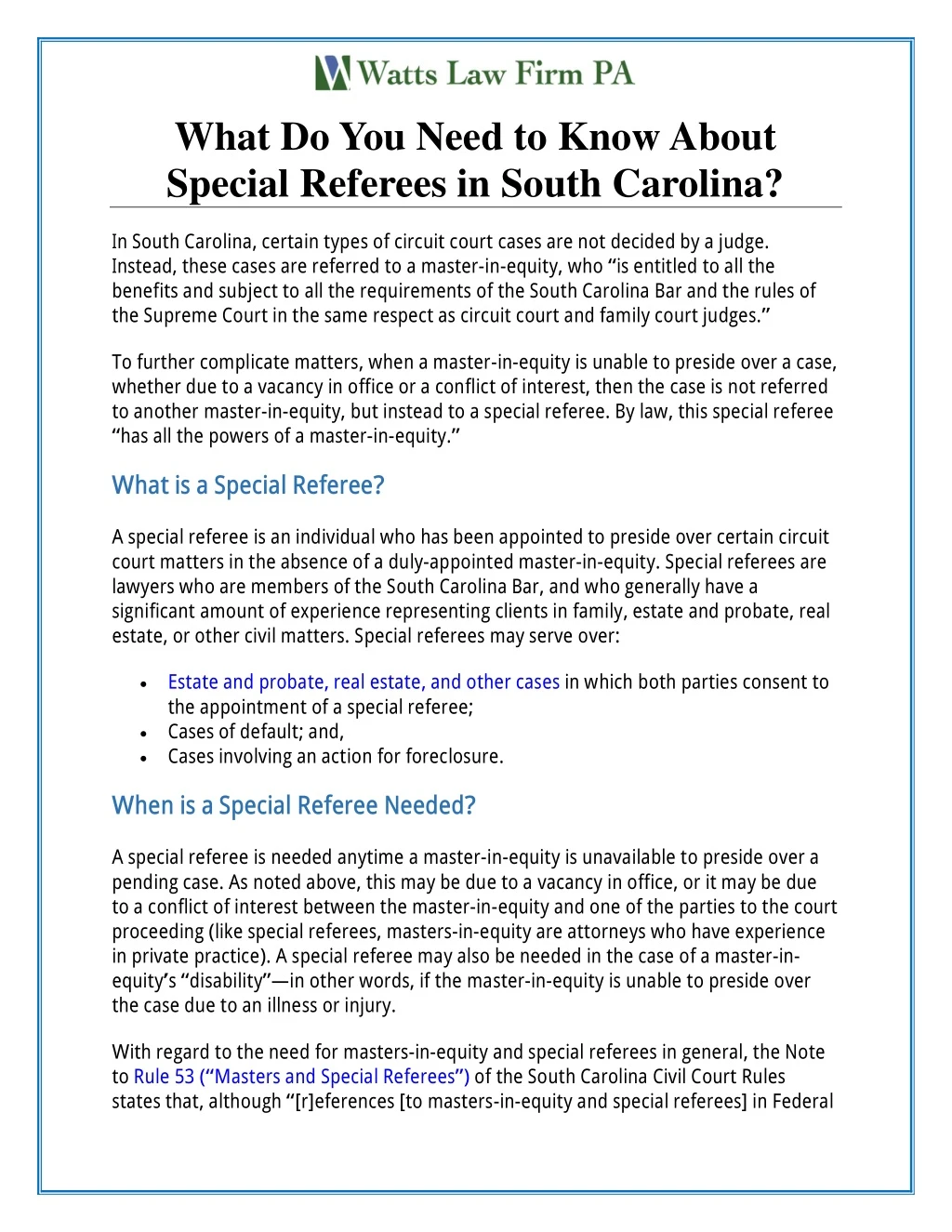 what do you need to know about special referees