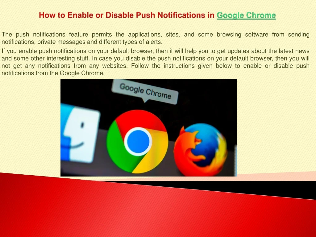 how to enable or disable push notifications in google chrome