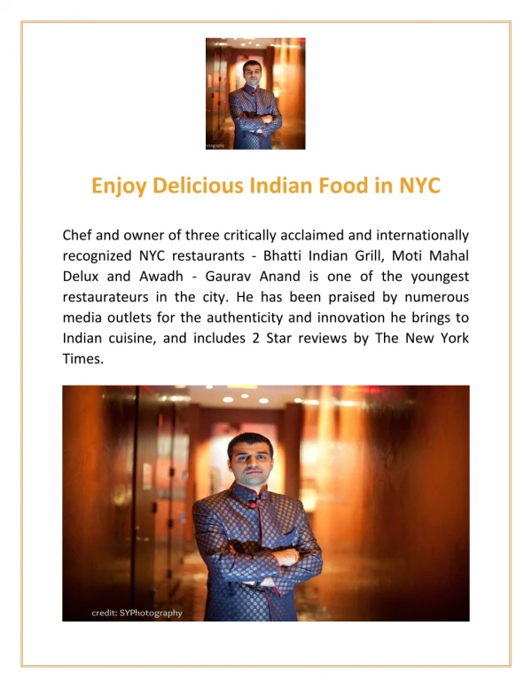 Get Delicious Indian Food in NYC | Gaurav Anand
