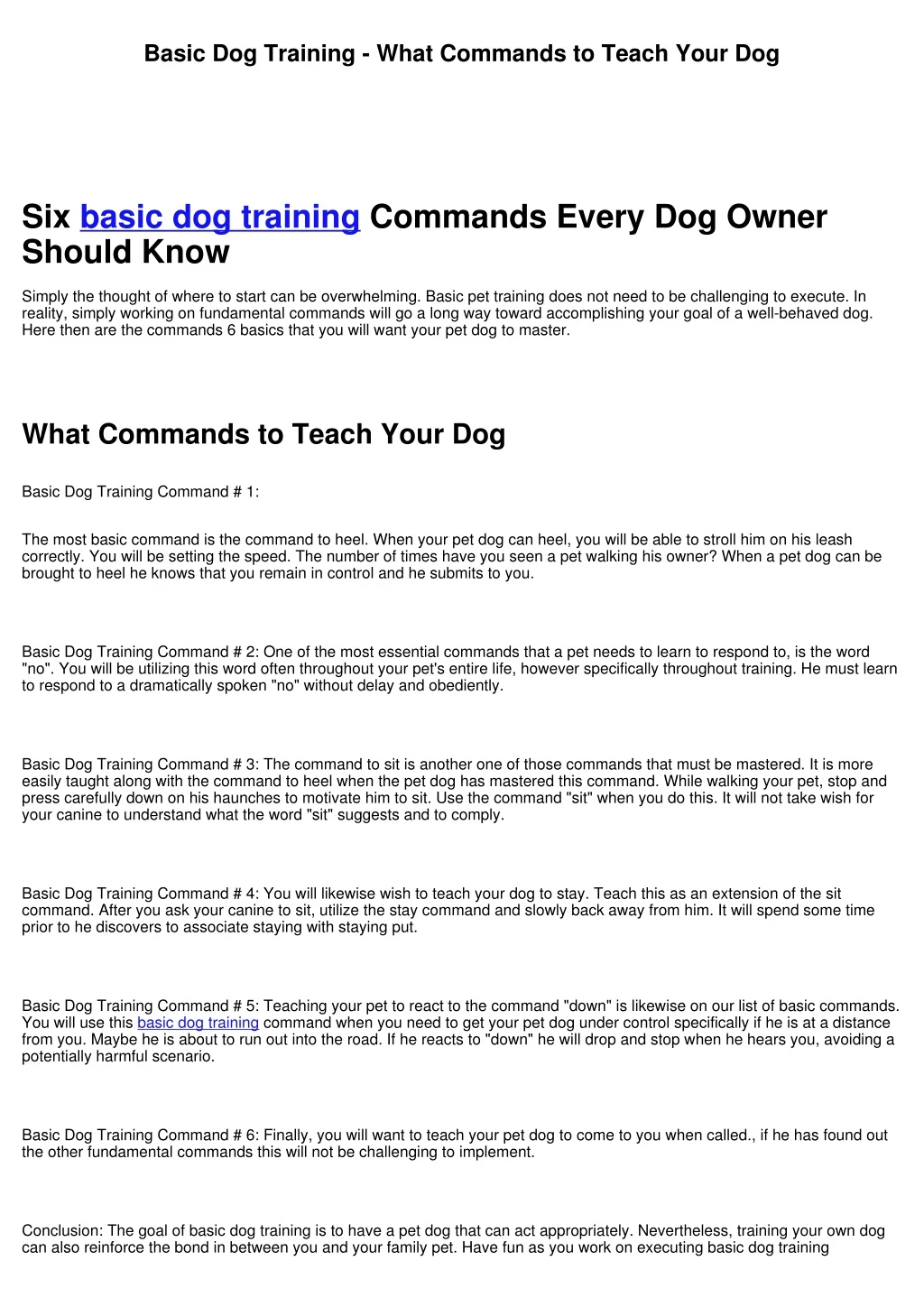 basic dog training what commands to teach your dog