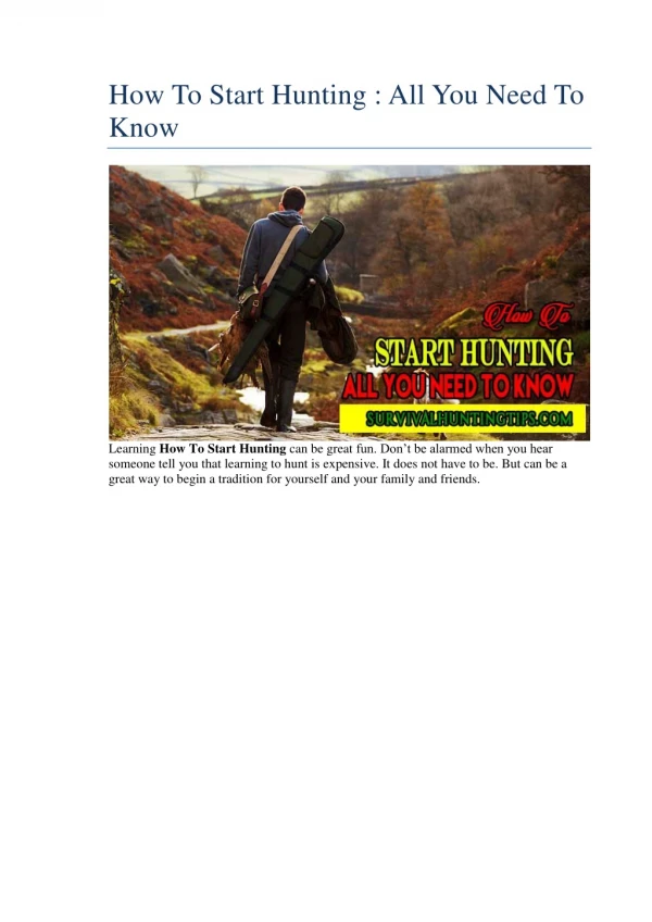 How To Start Hunting All You Need To Know