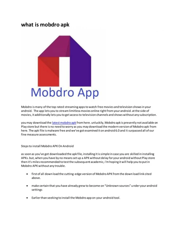 What is mobdro apk