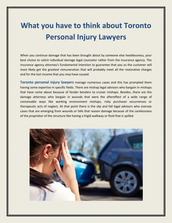 What you have to think about Toronto Personal Injury Lawyers