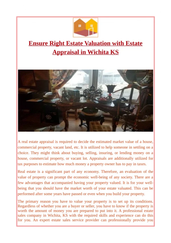 Ensure Right Estate Valuation with Estate Appraisal in Wichita KS