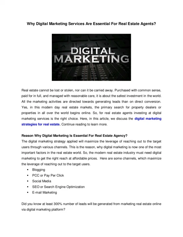 Digital Marketing Ideas for Real Estate Agents