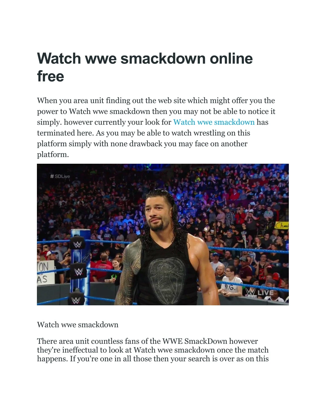 watch wwe smackdown online free
