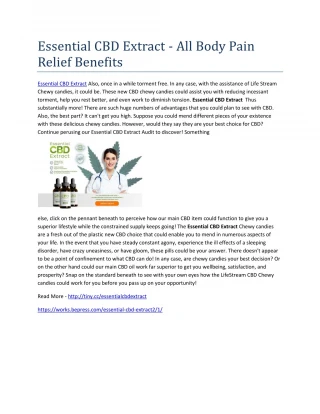 Essential CBD Extract - All Body Pain Relief Benefits