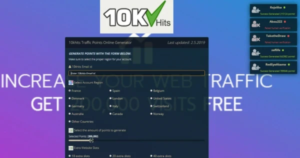 10KHits Traffic Exchanger Points Online Generator 2019