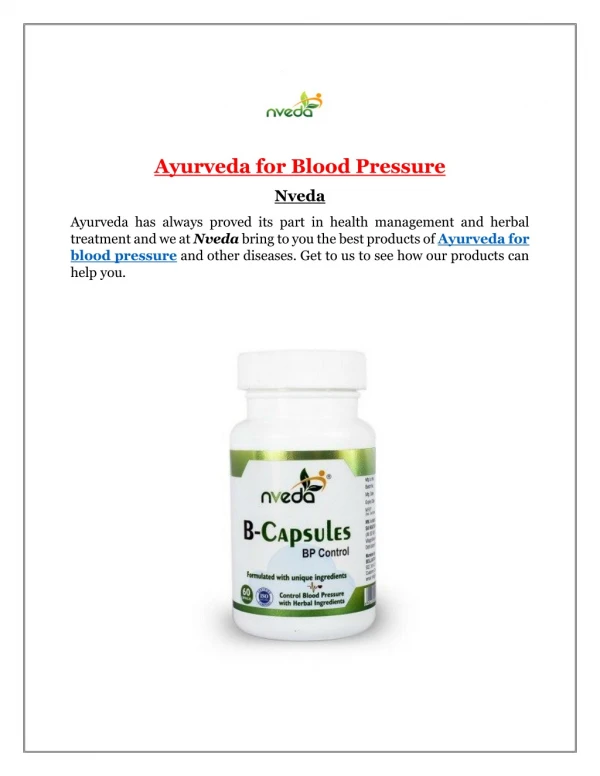 Ayurveda for Blood Pressure with Nveda