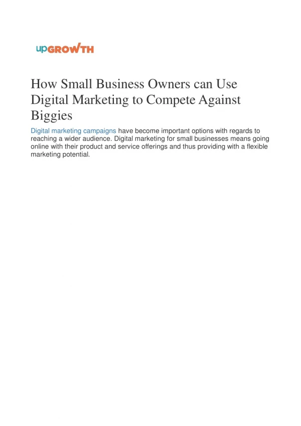 How Small Business Owners can Use Digital Marketing to Compete Against Biggies