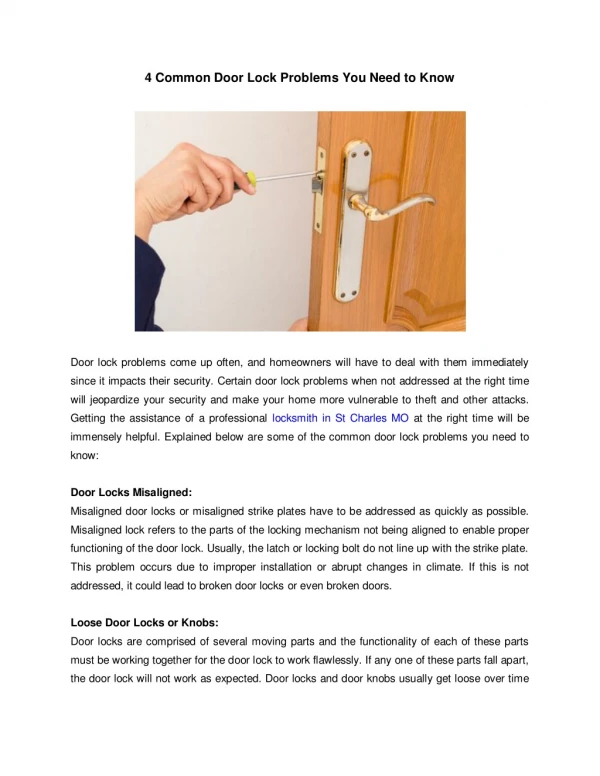 4 Common Door Lock Problems You Need to Know