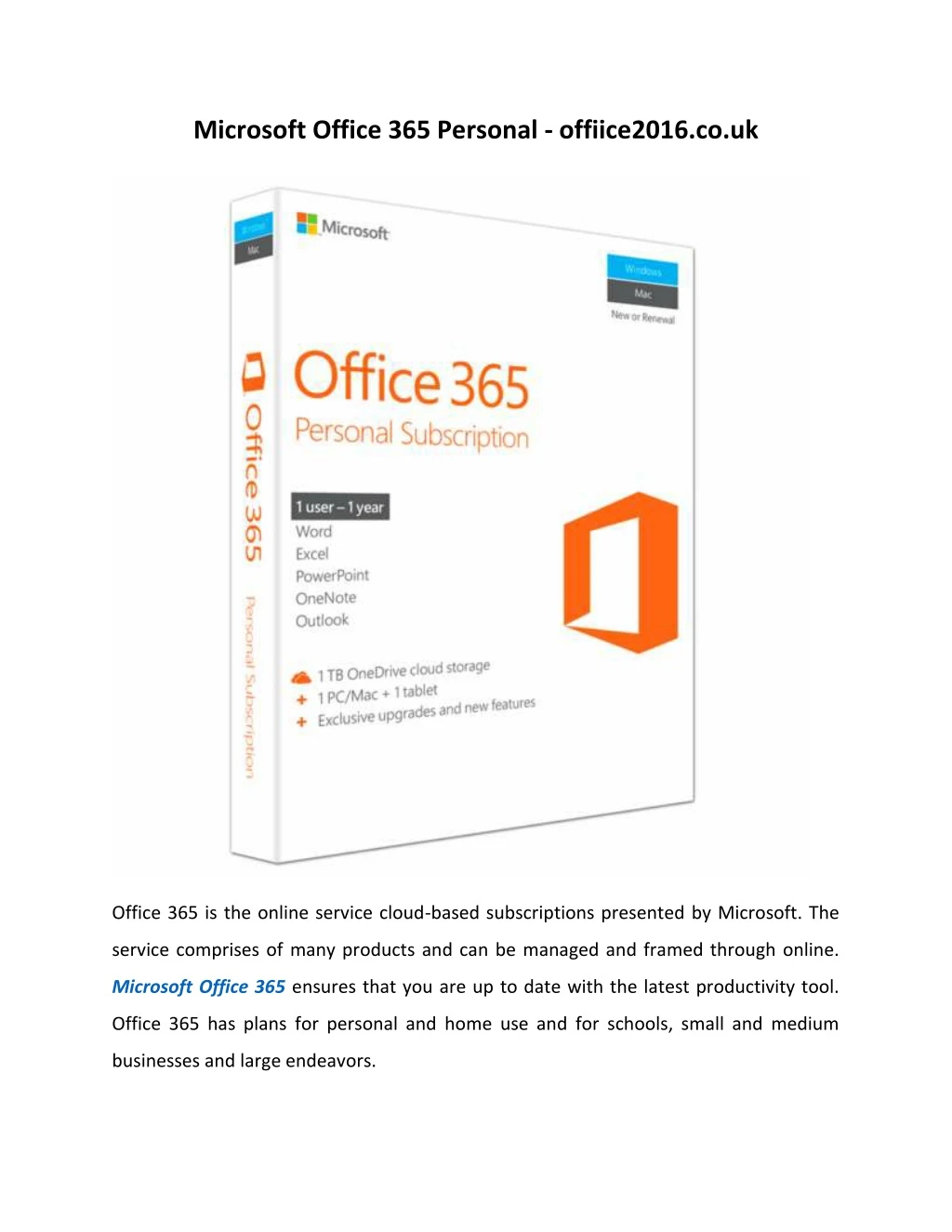 microsoft office 365 personal offiice2016 co uk
