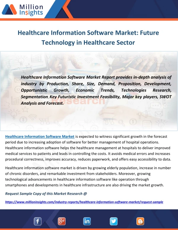 Healthcare Information Software Market. Future Technology in Healthcare Sector