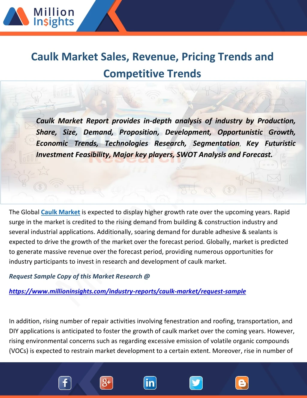 caulk market sales revenue pricing trends