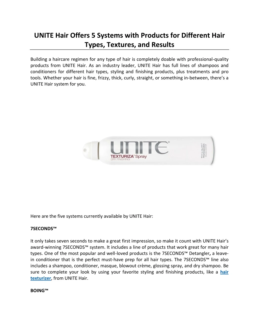 unite hair offers 5 systems with products