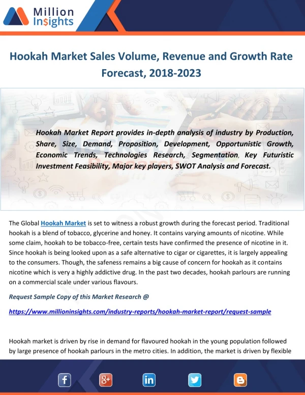 Hookah Market Sales Volume, Revenue and Growth Rate Forecast, 2018-2023