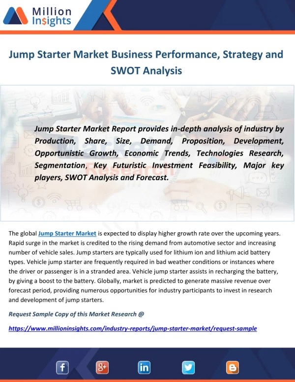 Jump Starter Market Business Performance, Strategy and SWOT Analysis