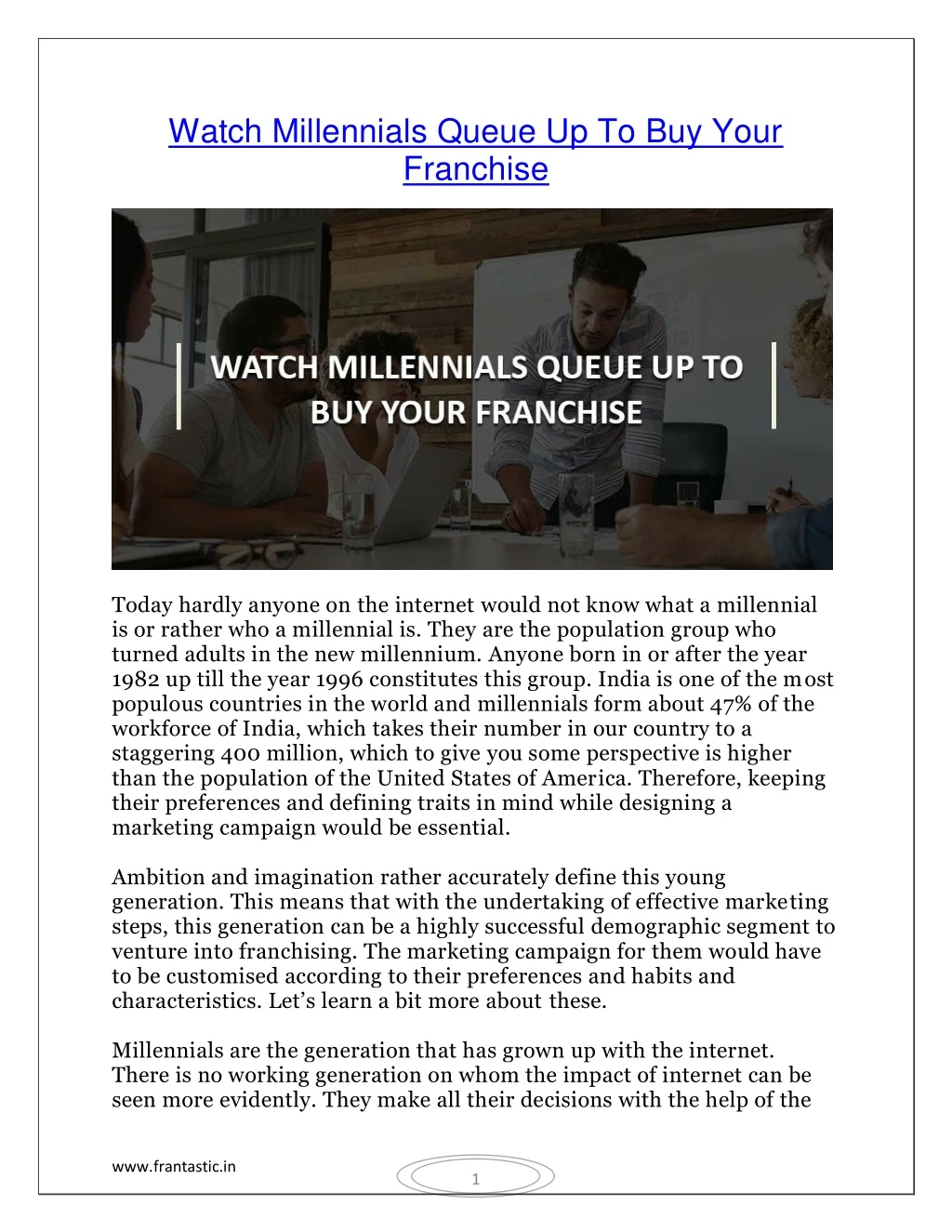 watch millennials queue up to buy your franchise