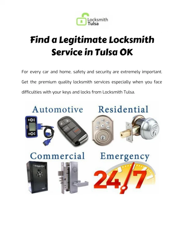 Find a Legitimate Locksmith Service in Tulsa OK