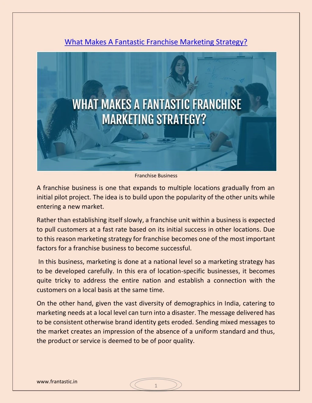 what makes a fantastic franchise marketing