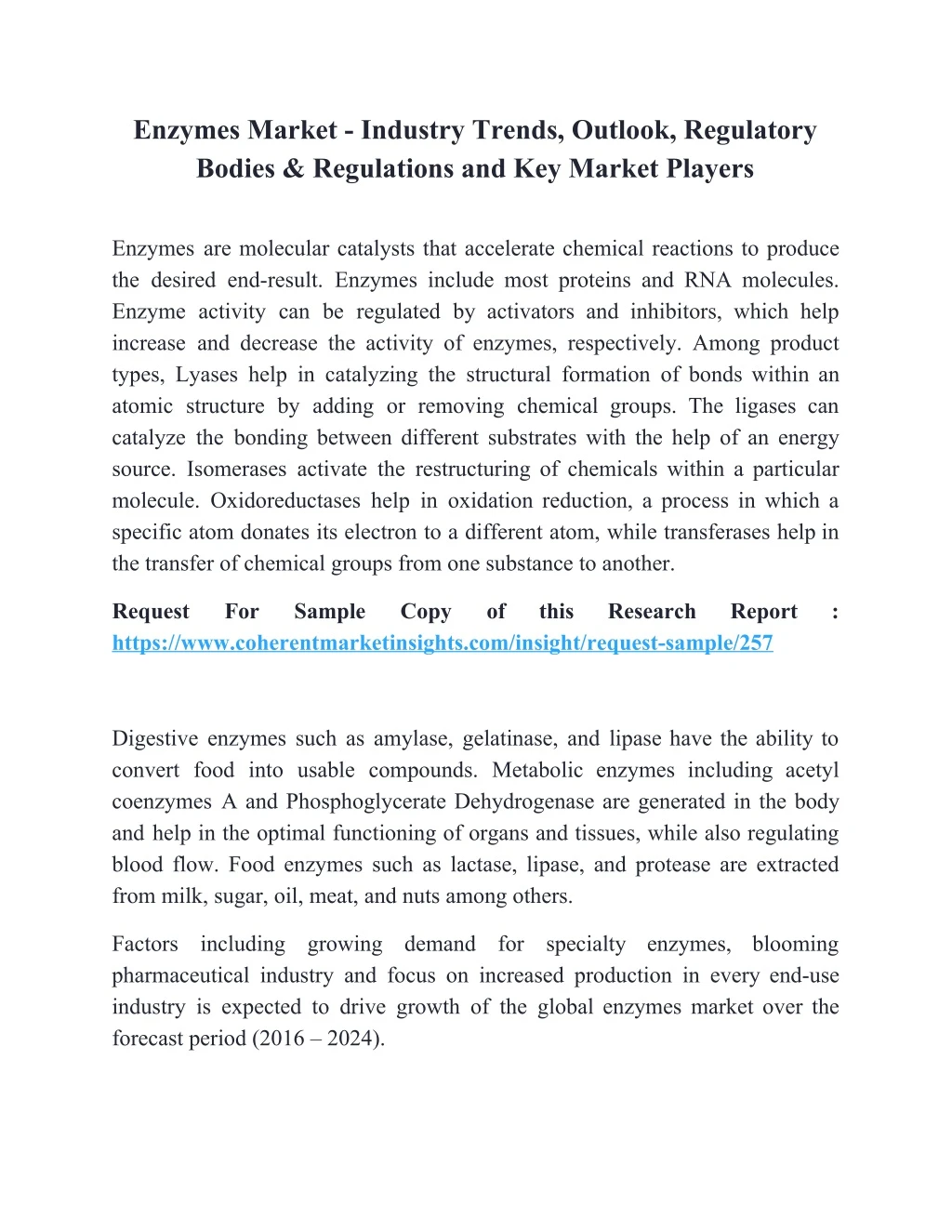 enzymes market industry trends outlook regulatory