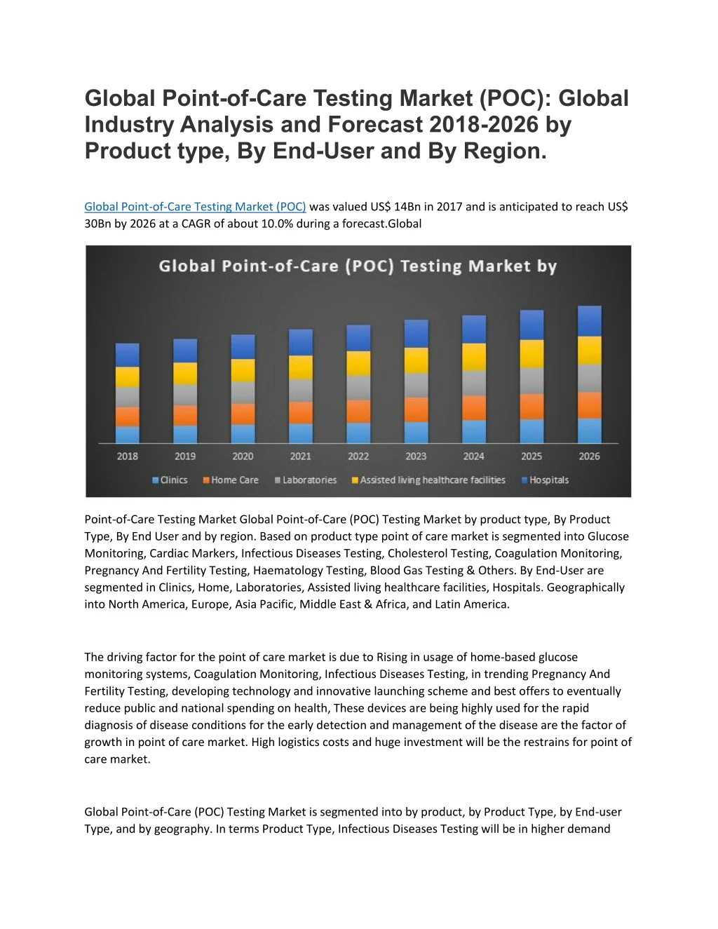 global point of care testing market poc global