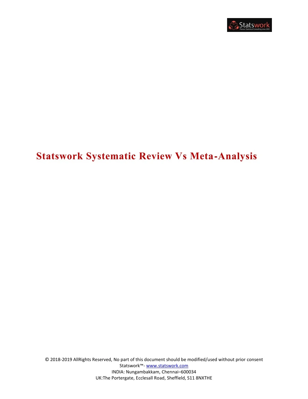 statswork systematic review vs meta analysis