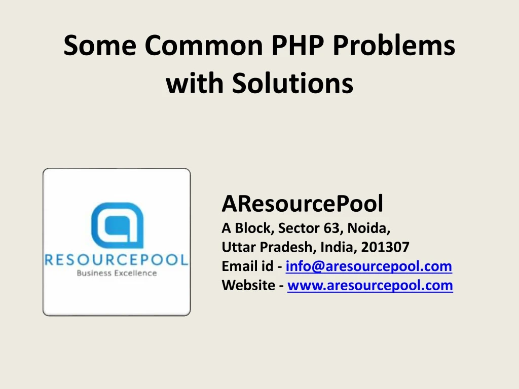 some common php problems with solutions